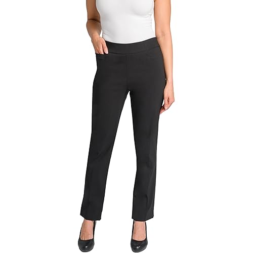 Briggs New York Womens Super Stretch Millennium Welt Pocket Pull on Career Pant (Average & Short & Tall Length)