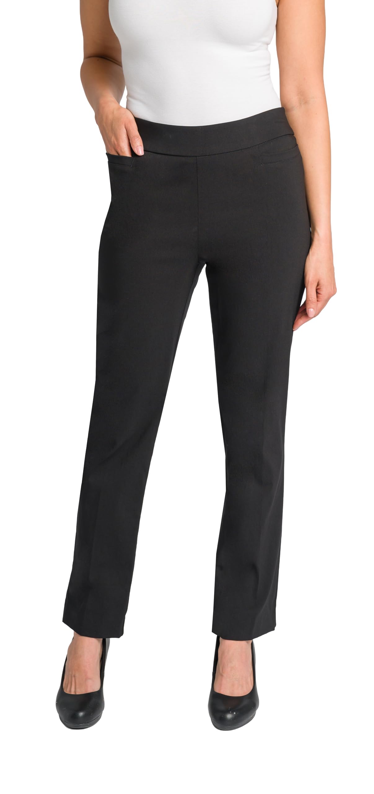 Womens Super Stretch Millennium Welt Pocket Pull on Career Pant (Average & Short & Tall Length)