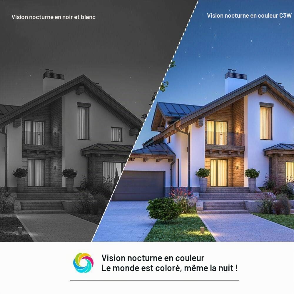 EZVIZ C3W 1080p Vision Nocturne en Couleur Caméra Surveillance Wifi Extérieur, Caméra Sécurité avec Alarme Sirène et Flash, IP67, Alexa Compatible, Détection de Mouvement, Audio Bidirectionnel, H.265