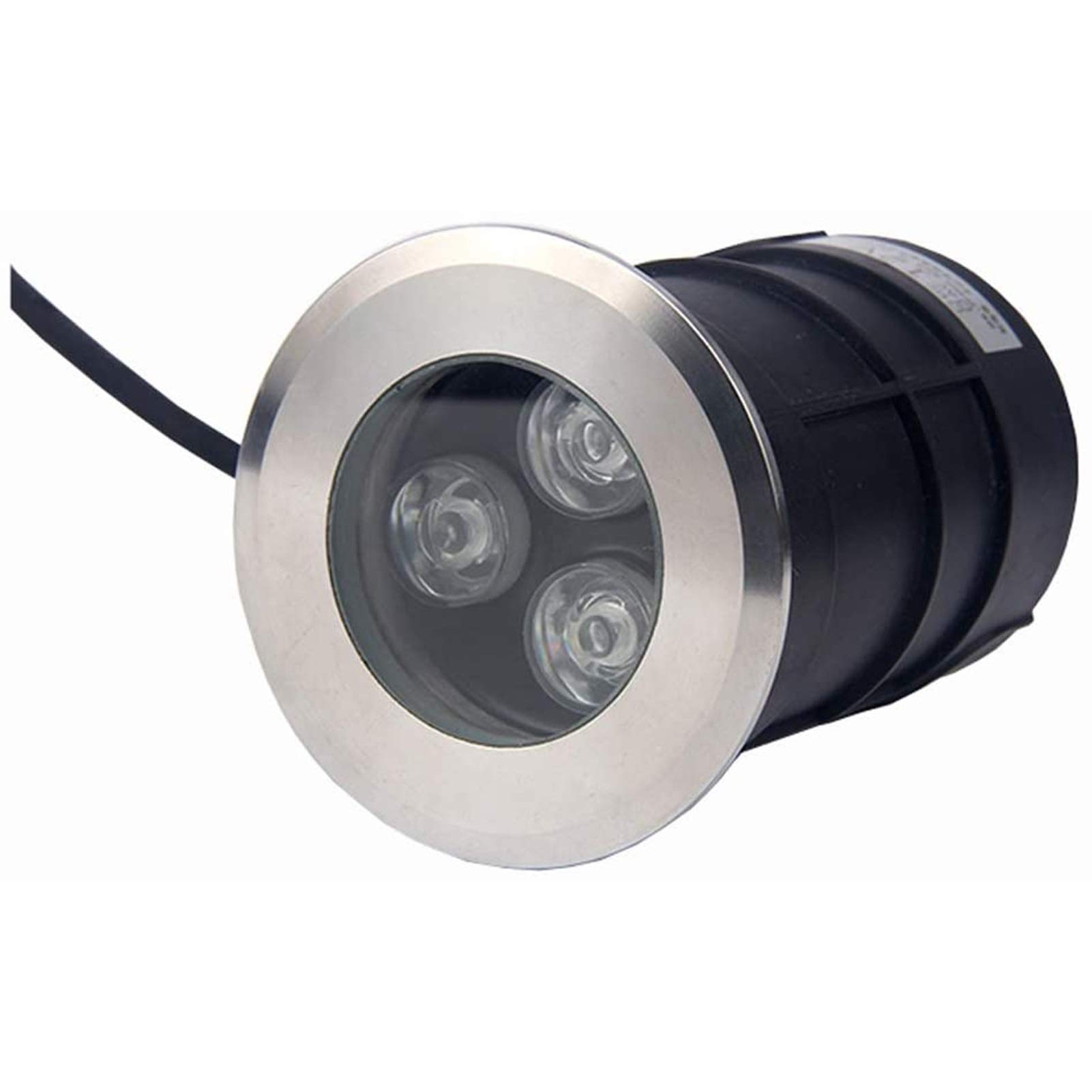 Foco LED Subacuático, Mini Foco Empotrable Suelo Exterior IP68 Acero Inoxidable 304 85-265V Para Al Aire Libre, Escalera, Piscina, Submarino Decoración(Color:Luz blanca cálida 3000K,Tamaño:75mm-3w)