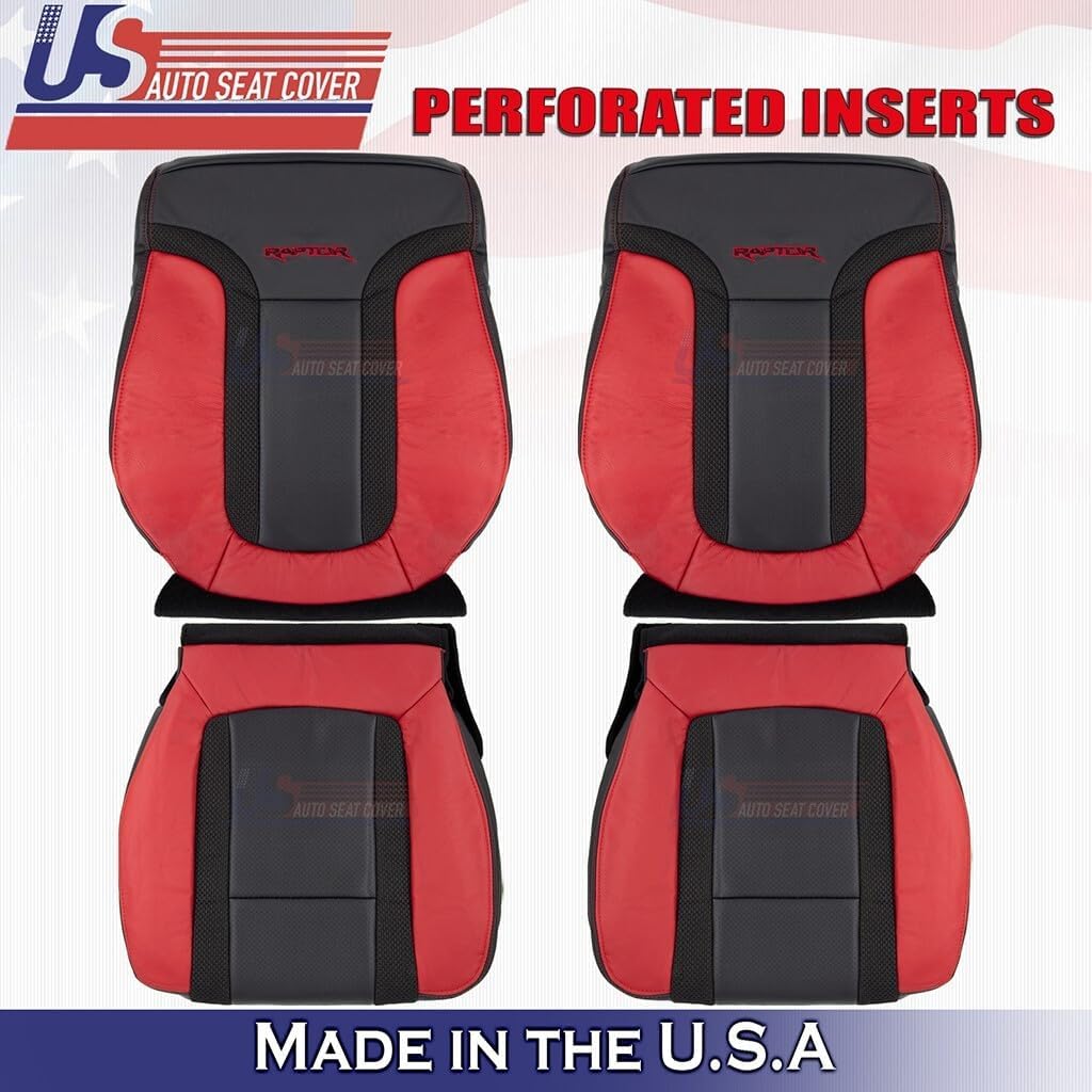 US Auto Seat Cover U.S.AutoSeatCover Passenger Tops & Bottoms Cover Black/Red Fits 2010 to 2014 Fits Ford F150 Raptor