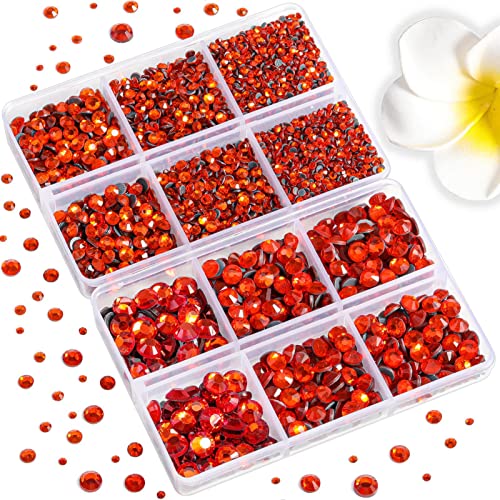 Image of 6736pcs Hotfix Rhinestones Flatback,Orange Rhinestones for Crafts Clothes Mixed 5 Sizes, Hotfix Crystals with Tweezers and Wax Pencil Kit, SS6-SS30,Hyacinth /Orange