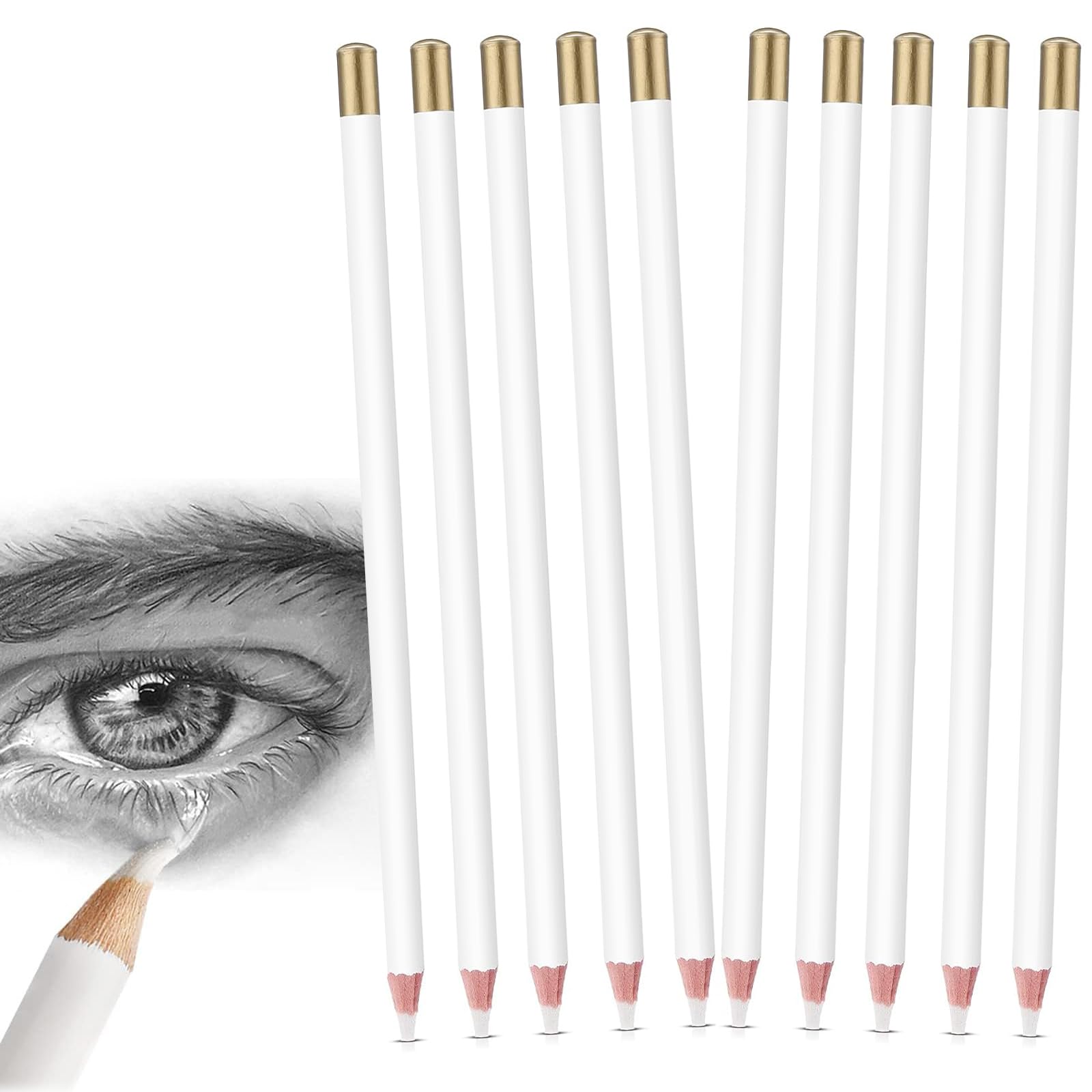 10 PCS Eraser Pencils for Artists Highlight Eraser Wooden Sketch White Pencil Rubber for Sketching Drawing Supplies Set Charcoal Drawings Pencils for Artists Revise Erasing Back to School Supplies