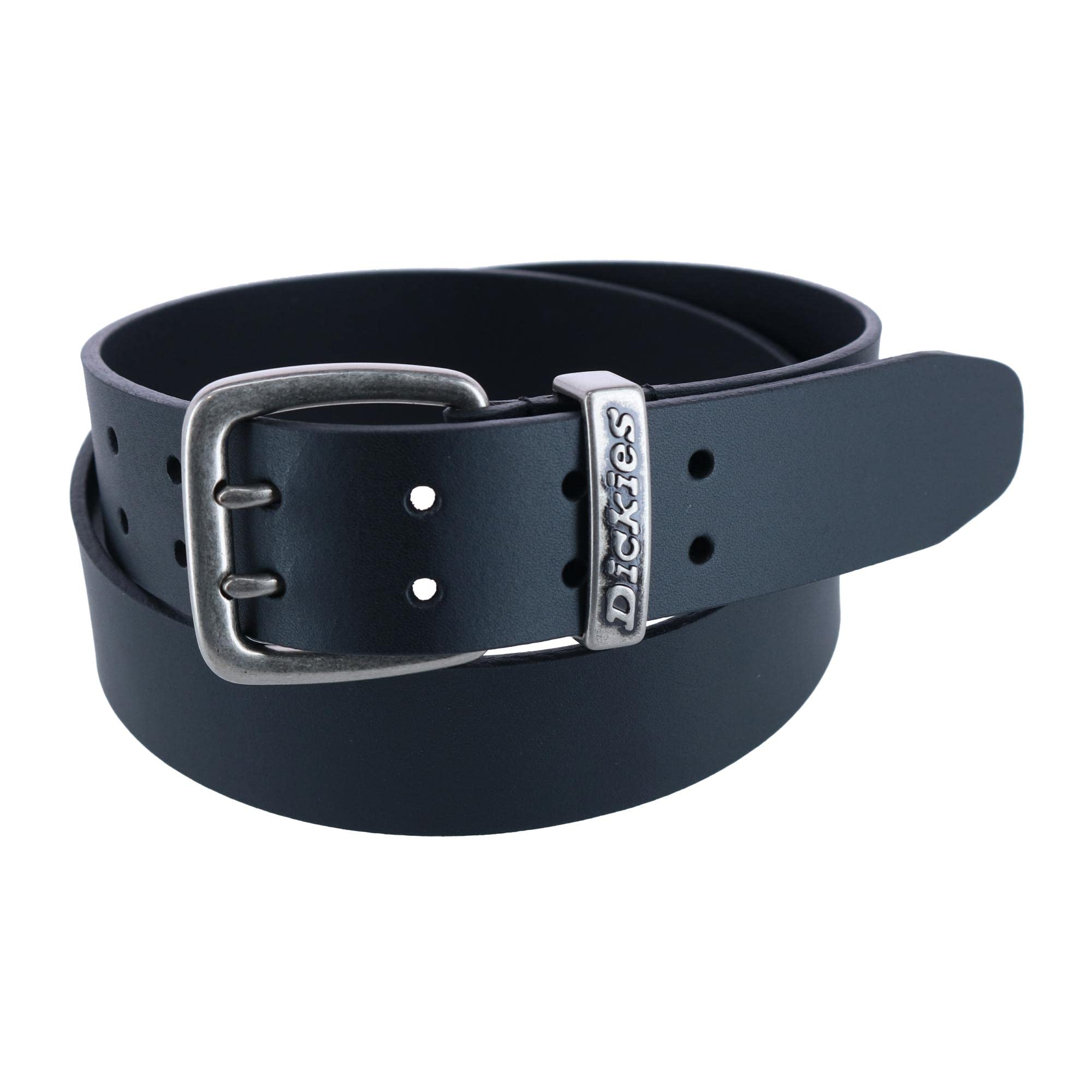 Dickies Men's Leather Two Prong Casual Belt, Medium, Black