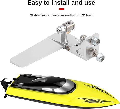 Miniatura 5 de Timón de barco RC de aleación de aluminio de 2.047 in, para 11.8-19.7 in, modelo de yate a control remoto eléctrico con recogida de agua, dirección
