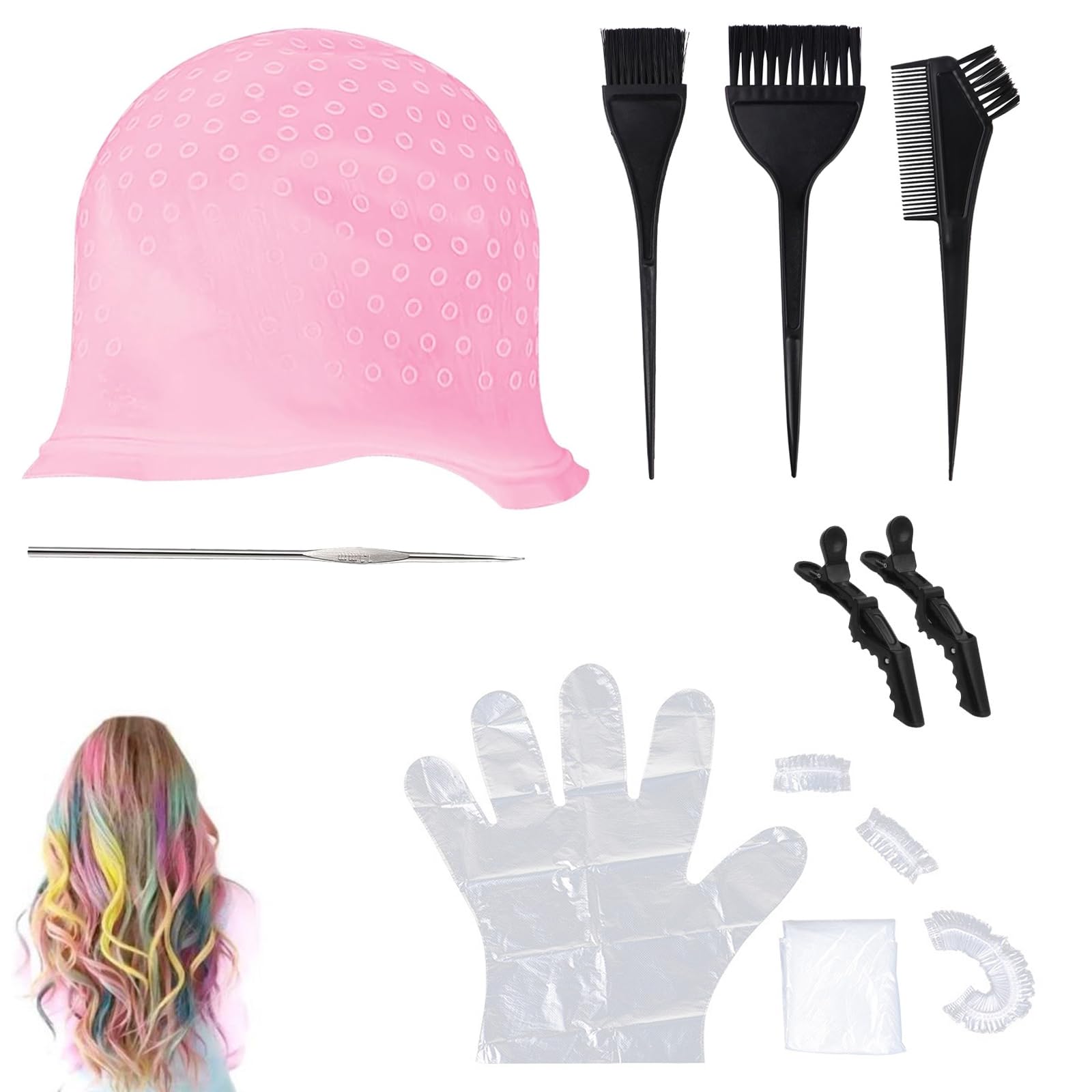 BOKHRASträhnchenhaube Set – Premium 11 Haarfärbewerkzeuge - Strähnenhaube, Haarfärbepinsel, & viele mehr - EIN komplettes Set für das perfekte Haarstyling zu Hause