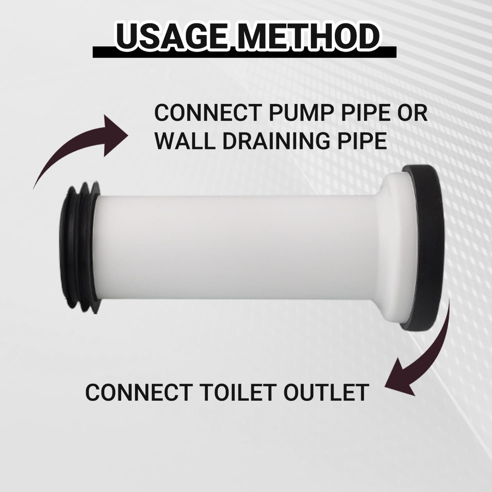 Adattatore per tubo di scarico WC, tubo flessibile di collegamento WC in plastica PE sigillato lungo e rigido, dritto, per scarico posteriore del bagno