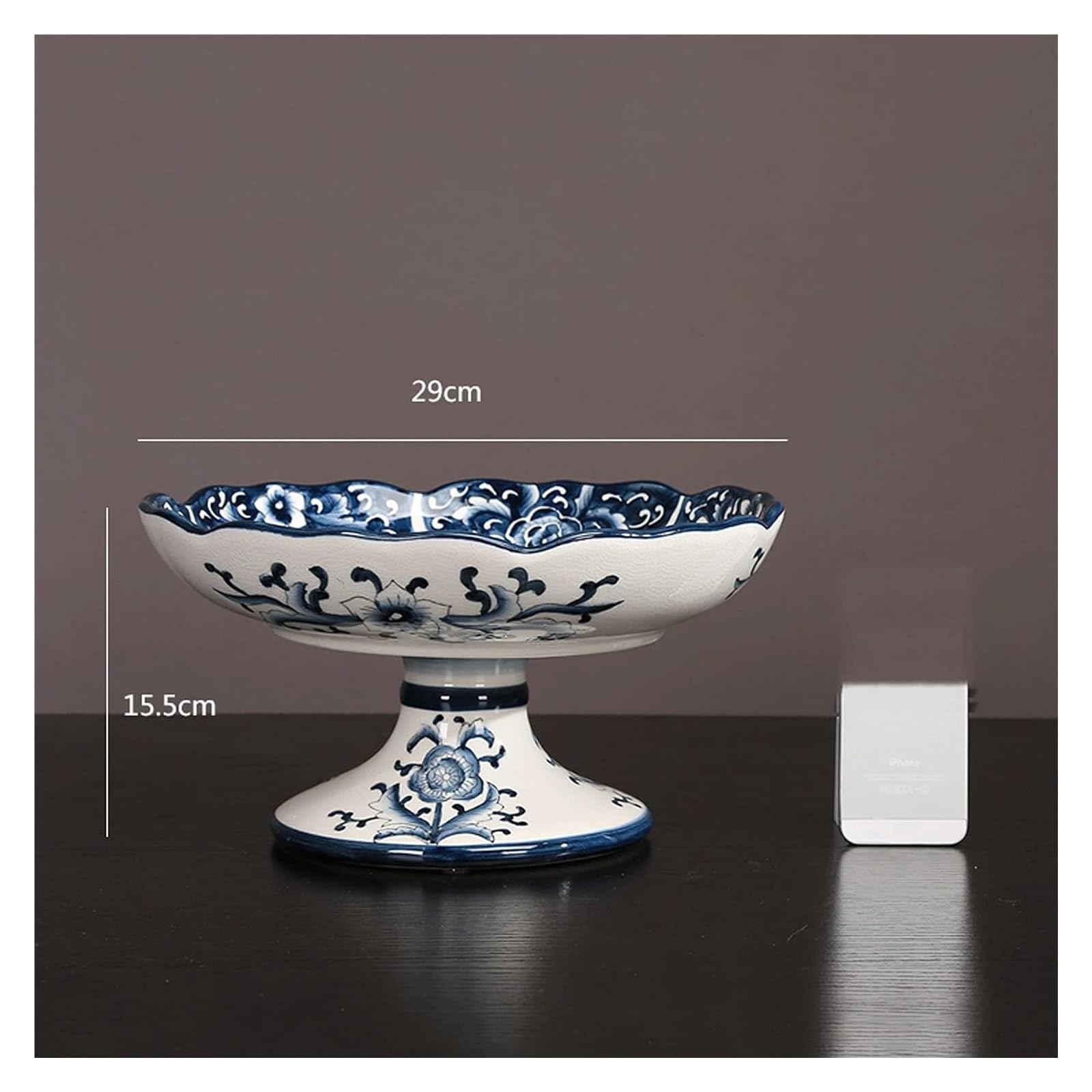 Miska na owoce, Ręcznie malowana wysoka płyta ceramiczna taca stojąca w kształcie