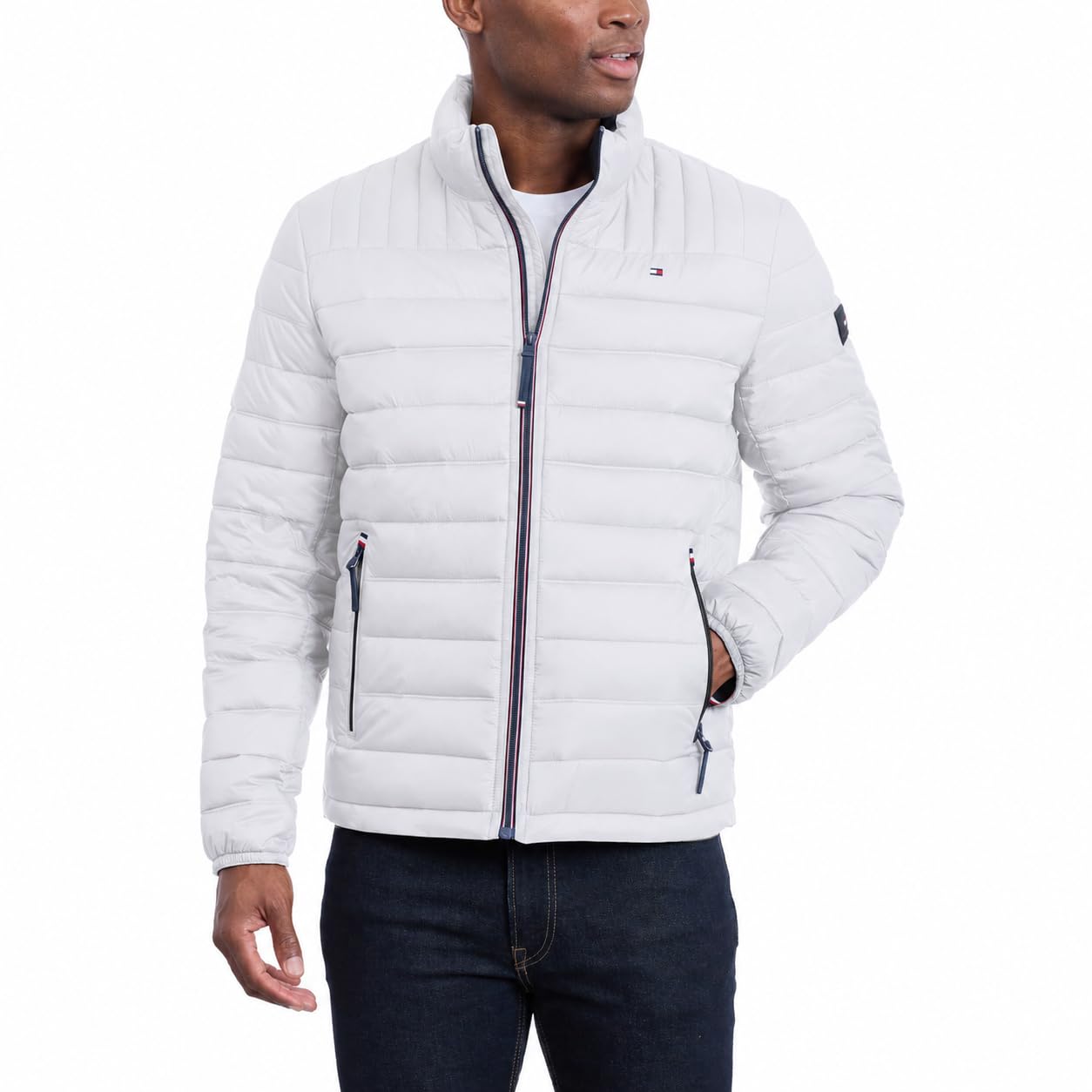 Tommy Hilfiger Men's Ultra Loft Packable Puffer Jacket Down Alternative Coat, Ice, L UK