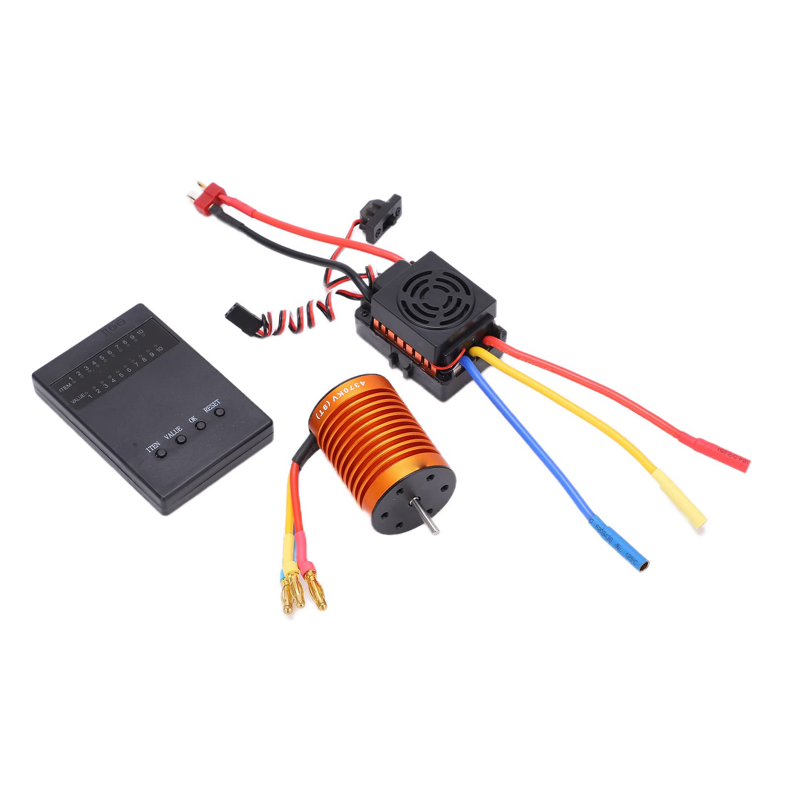 Keenso Juego de Motor sin Escobillas RC, Motor sin Escobillas F540 4370KV con ESC Impermeable de 60 A, Diseño de Aleación de Aluminio de 4 y 12 Ranuras, Tarjeta de Programación, para Actualización de