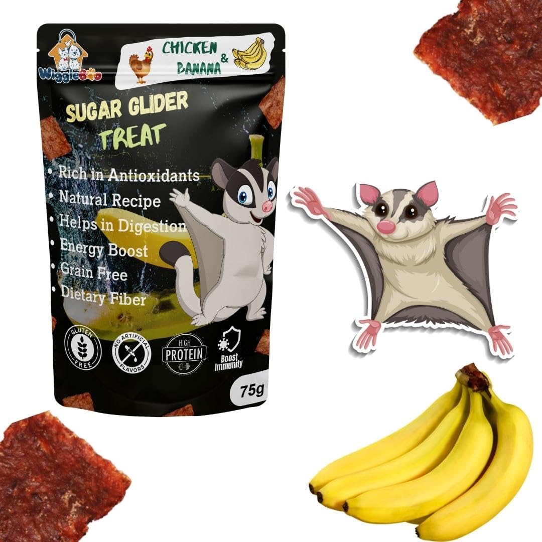 Chicken & Banana Suger Glider Treat | Protein Rich | Fiber Rich | Crunchy Healthy Snacks | Training Treat | 75gm
