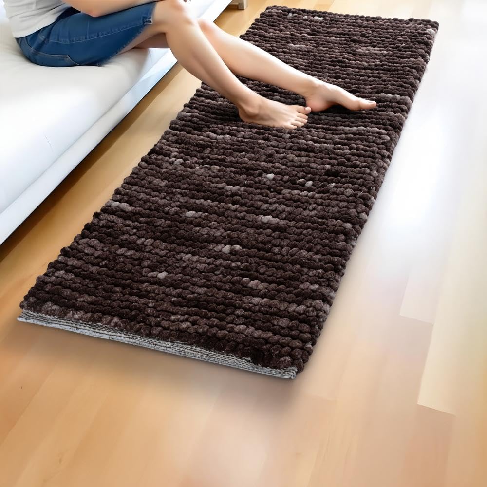 Popcorn Runner | 45x130cm | Soft & Comfortable| Machine Washable | Chenille-D.Brown