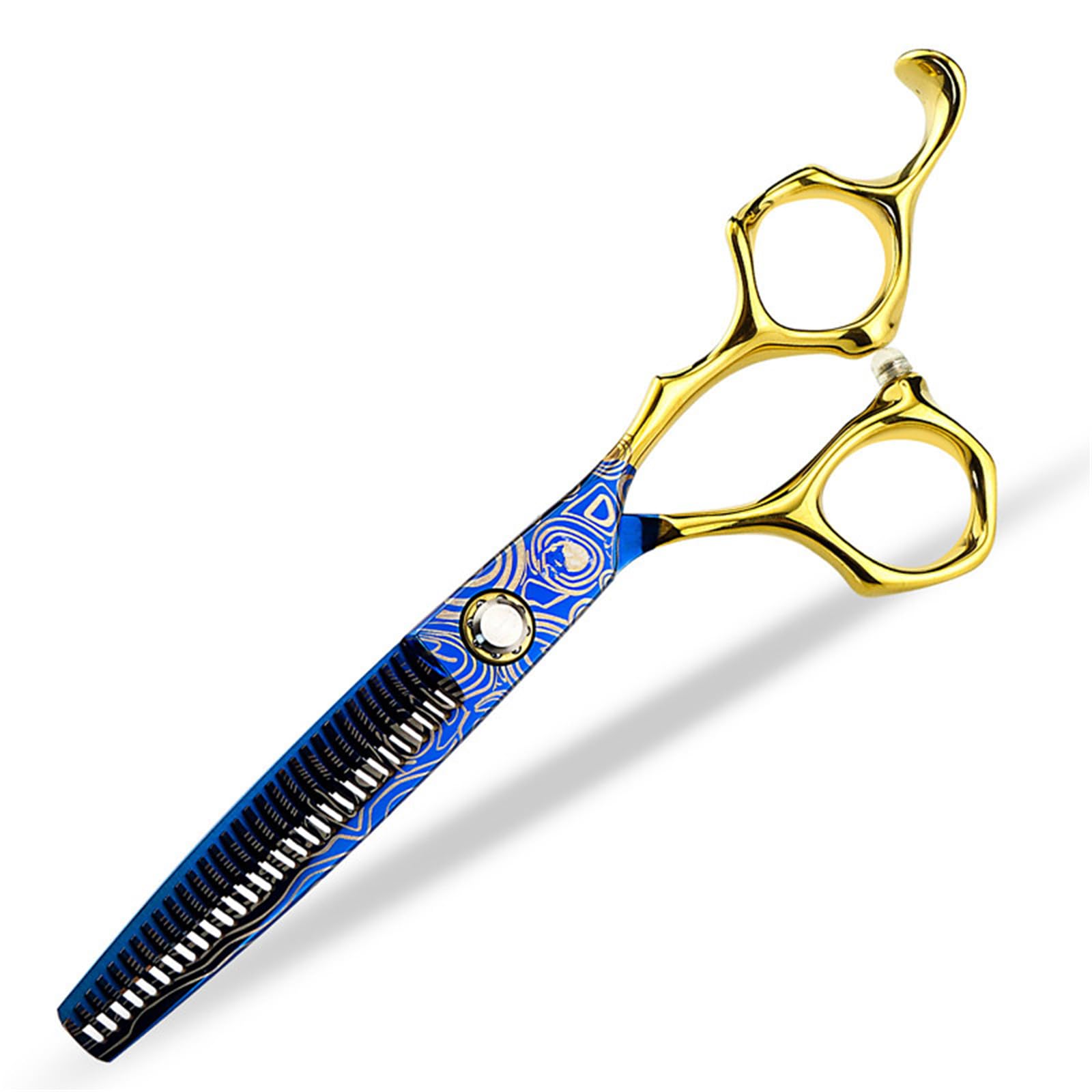 Lot de ciseaux de toilettage pour chien de 15 cm - Ciseaux droits et ciseaux à désépaissir professionnels - Avec vis réglable - Bleu (ciseaux à désépaissir de 15,2 cm)