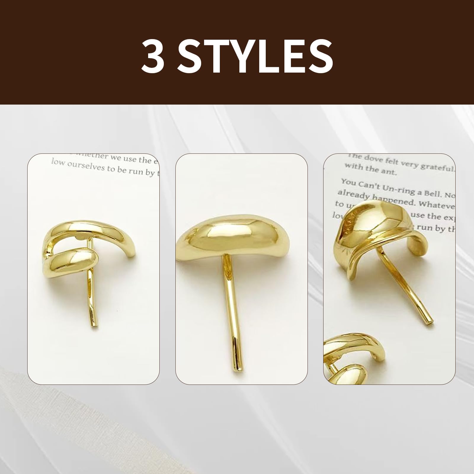 3 horquillas doradas para el pelo para mujer, pequeñas, de metal, para coletas altas, pinzas decorativas para el pelo, pinzas para el pelo con cola de pony, pinzas para el pelo francés