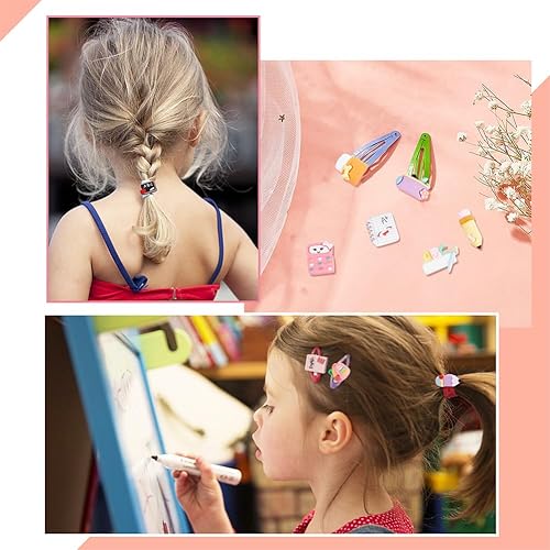 Miniatura 7 de SUNNYCLUE 100 piezas de 10 estilos de cabujones escolares de resina, suministros de regreso a clases, borrador de lápiz, regla de pizarra, cabujones