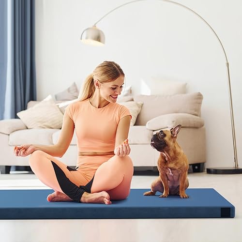 Miniatura 9 de Tangkula Colchoneta de dormir de espuma viscoelástica, colchón enrollable con bolsa de transporte, parte inferior antideslizante, cama plegable para