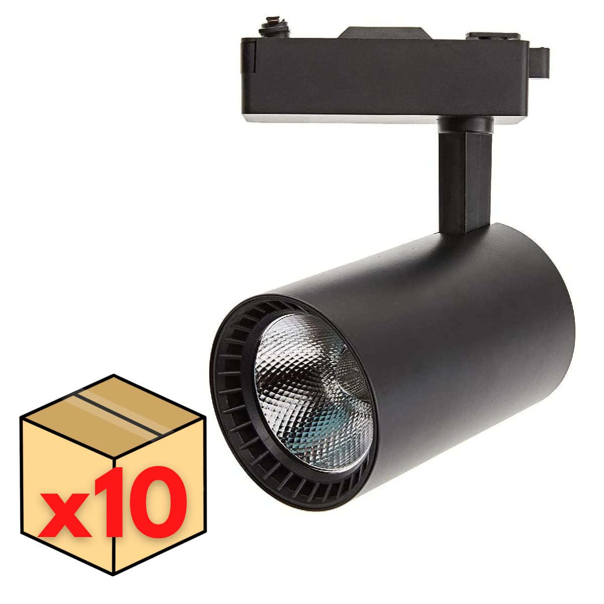 JANDEI - Reflektor sufitowy Led Track 30 W, zimna biel 6000 K, 2200 lumenów, 220 V 50-60 Hz jednofazowa, garderoba aluminiowa, gablota, sklep, biuro (czarny) (opakowanie x10)