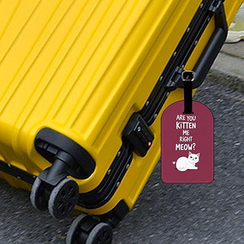 Miniatura 3 de are You Kitten Me Right Meow - Etiqueta de identificación de equipaje de gato, tarjetas de cuero para viaje, etiqueta de nombre de equipaje,