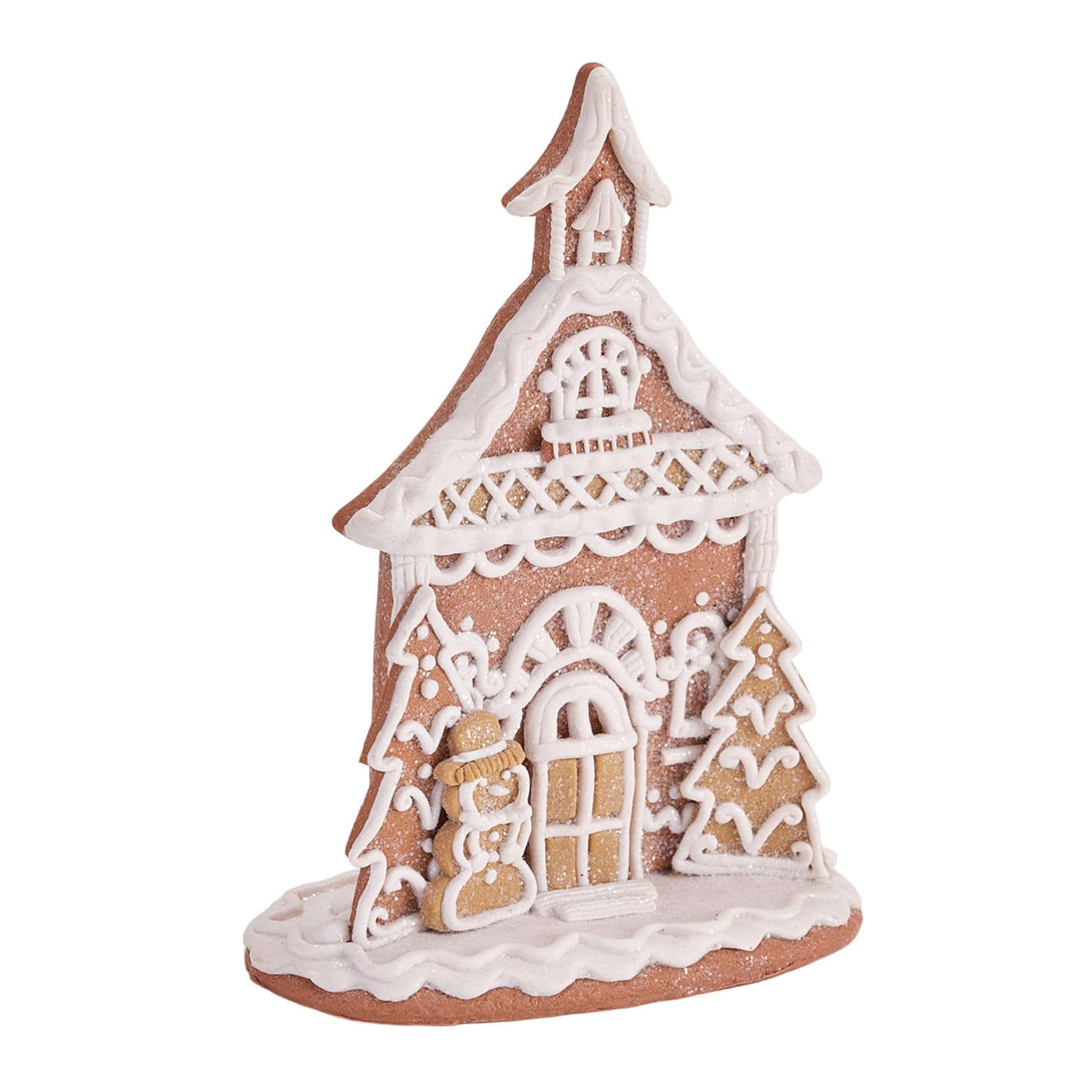 TOYANDONA Clay Gingerbread House Figurine Miniature Sturdy Snowy Christmas Village Ornament for Traditional Winter Holiday Decor And Xmas Mantle Collectible