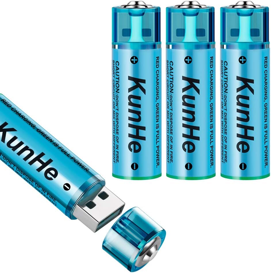 USB Rechargeable AA Batteries (4 Count) Double A 1.5V 1200 mAh USB AA Rechargeable Battery 4 Pack