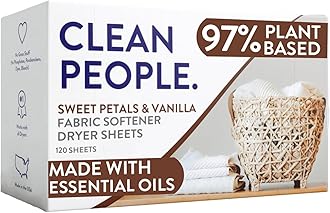 Clean People All Natural Fabric Softener Sheets - Plant-Based, Eco Friendly Dryer Sheets - Naturally Softens & Removes Static Cling - Vegan Laundry Softener With Essential Oils - Sweet Petals Scent, 2