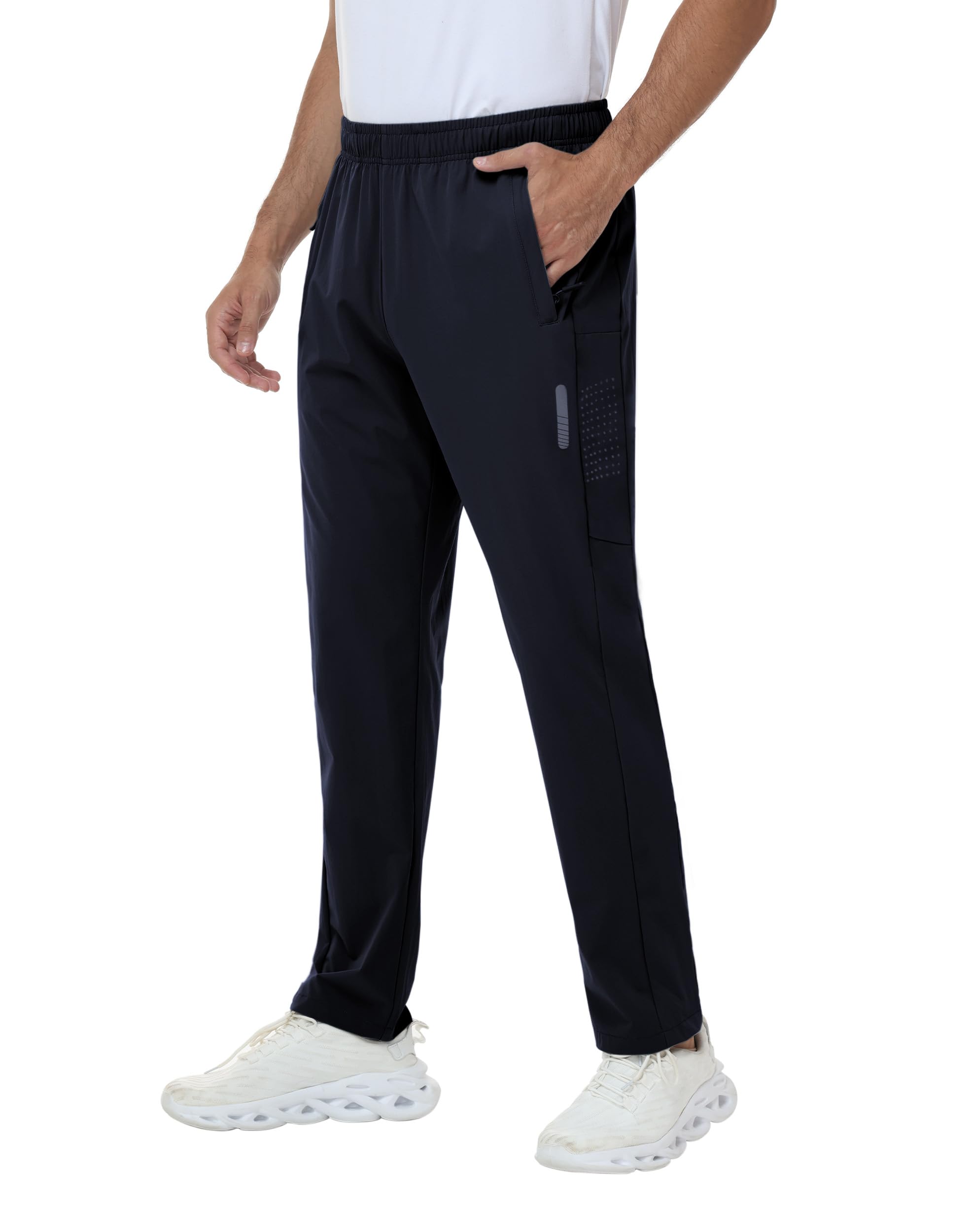 Rvinroo Men's Navy Joggers Trousers Tracksuit Bottoms Gym Clothes Lightweight Stretch Golf Running Jogging Trousers Blue Xl