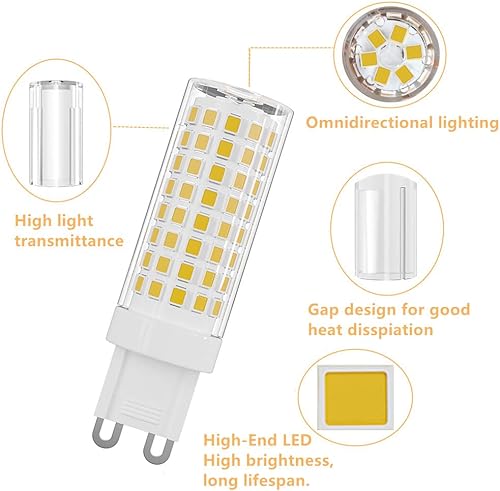 Miniatura 3 de Bombilla LED G9 G9 con base de cerámica bi pin 7 W 3000 K blanco cálido G9 bombillas LED de lámpara de araña (equivalente a halógeno de 70 W) ángulo