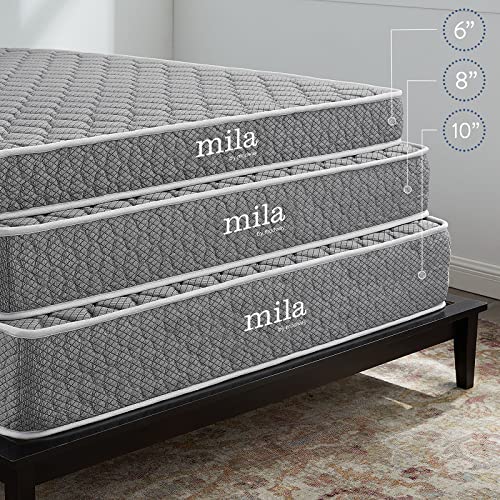 Modway Mila 6” Twin Mattress - Firm 6 Inch Twin Mattress - 10-Year Warranty ,White #TOP7
