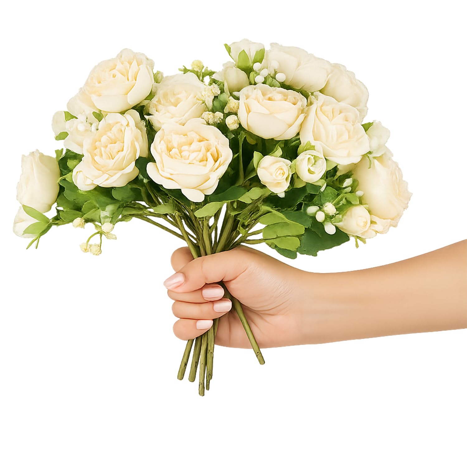 Sehaz Artworks Cream Rose Artificial Flower for Vases Home Decor | Flower for Decoration | Artificial Flowers for Decoration | Fake Flowers for Vase | House Warming Gifts | 1 Stem 30 CM (Without Vase)-image-31