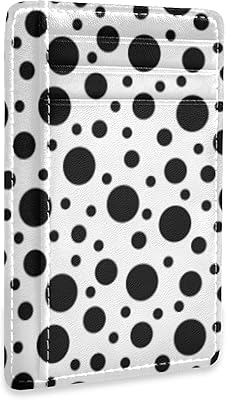 susiyo Black Polka Dot Slim Minimalist Wallets Rfid Blocking Card Wallets PU Leather Front Pocket Wallets for Men and Women