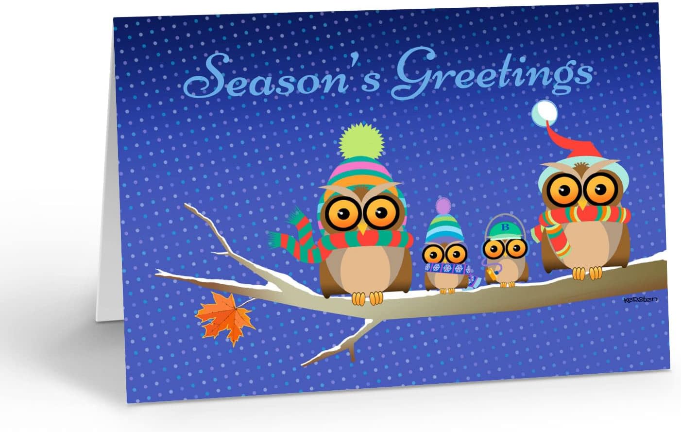 Stonehouse Collection Boxed Christmas Cards -Cute Owls- 12 Holiday Greeting Cards & Envelopes - USA Made