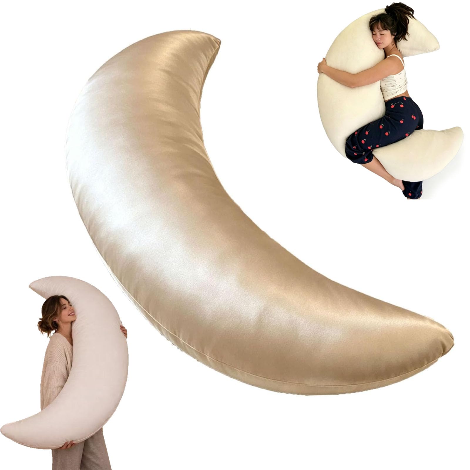 Moon Sleep Moon Spoon Body Pillow for Side Sleepers,Cooling Marshmallow Pillow for Adults,Cuddle Pillows with Removable Washable Eucalyptus-Derived Cover for Sleeping & Lounging