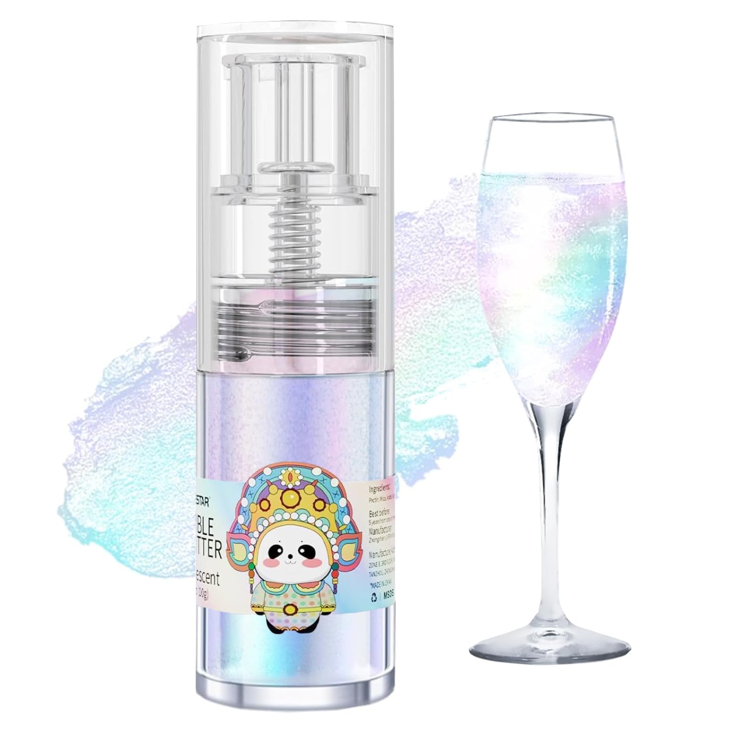 Iridescent Edible Glitter Spray, 10g Food Grade Cake Glitter, Edible Glitter for Cocktails, Edible Shimmer Powder for Drinks, Cupcakes, Strawberries, Chocolate