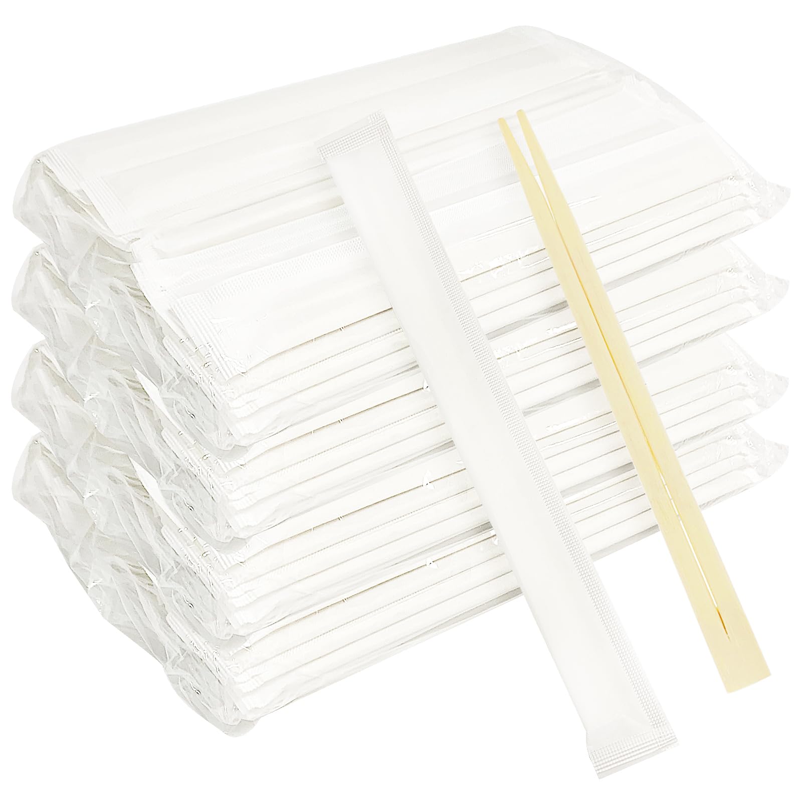 UEJYWUY 400 Pairs 8 Inch Disposable Chopsticks, 20cm Individually White Wrapped Disposable Bamboo Chopsticks, Bamboo Wooden for Noodles, Sushi, Asian Food