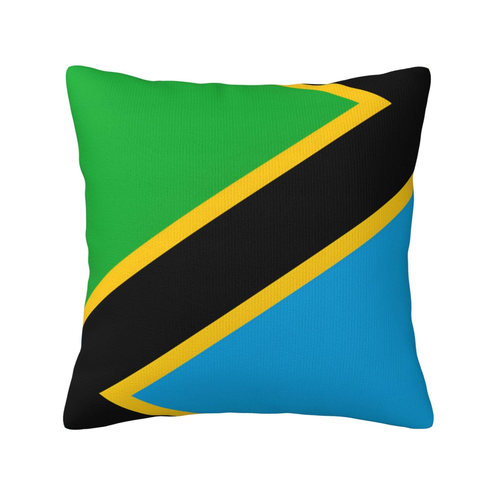 Tanzania Flag Print Decorative Throw Pillow Covers for Sofa, Outdoor and World Cup Celebrations