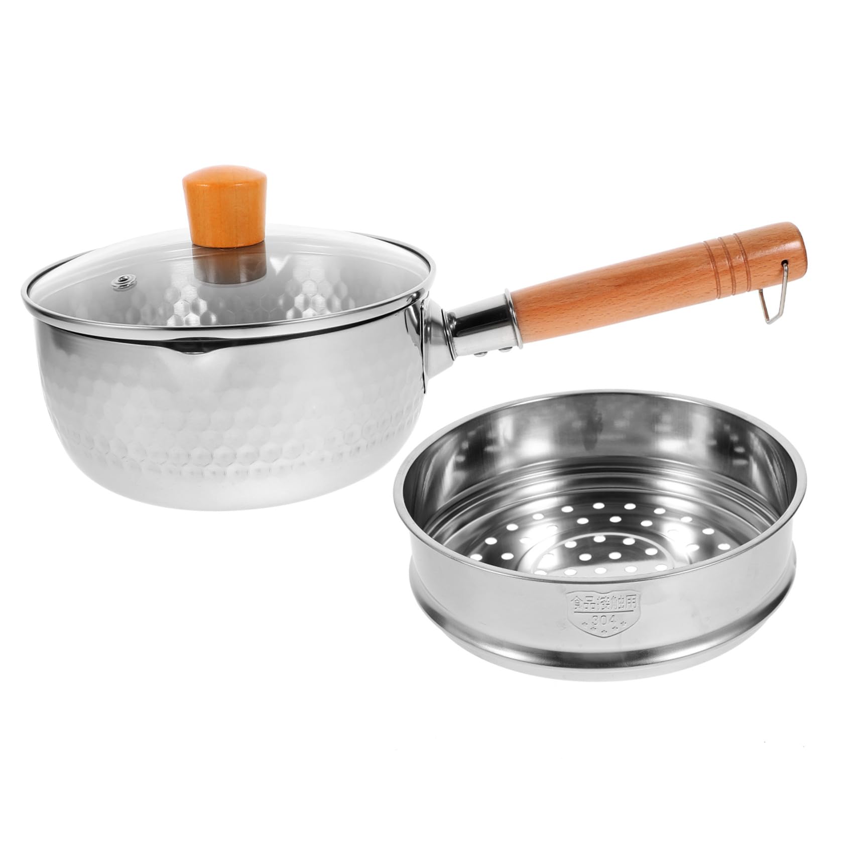 Doppelwandiger Milchtopf 1200ml aus Edelstahl mit Glasdeckel
