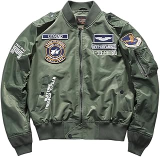 [Bebemax] ベースボールジャケット メンズ フライトジャケット 刺繍レタリングフライトジャケット カジュアル コート刺繍 防風 防寒 ストリート アウター ミリタリー ジャケット 春 秋 アウトドア スポーツ キャンプ ウォーキング 登山 釣り