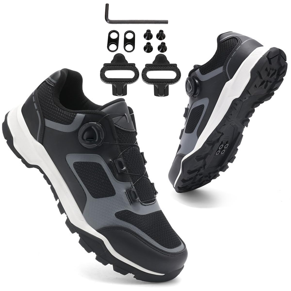 Scarpe da Mountain Bike Uomo, Compatibili con SPD, Scarpe da Ciclismo MTB Traspiranti e Resistenti Traspiranti, per MTB Trail e Escursionismo