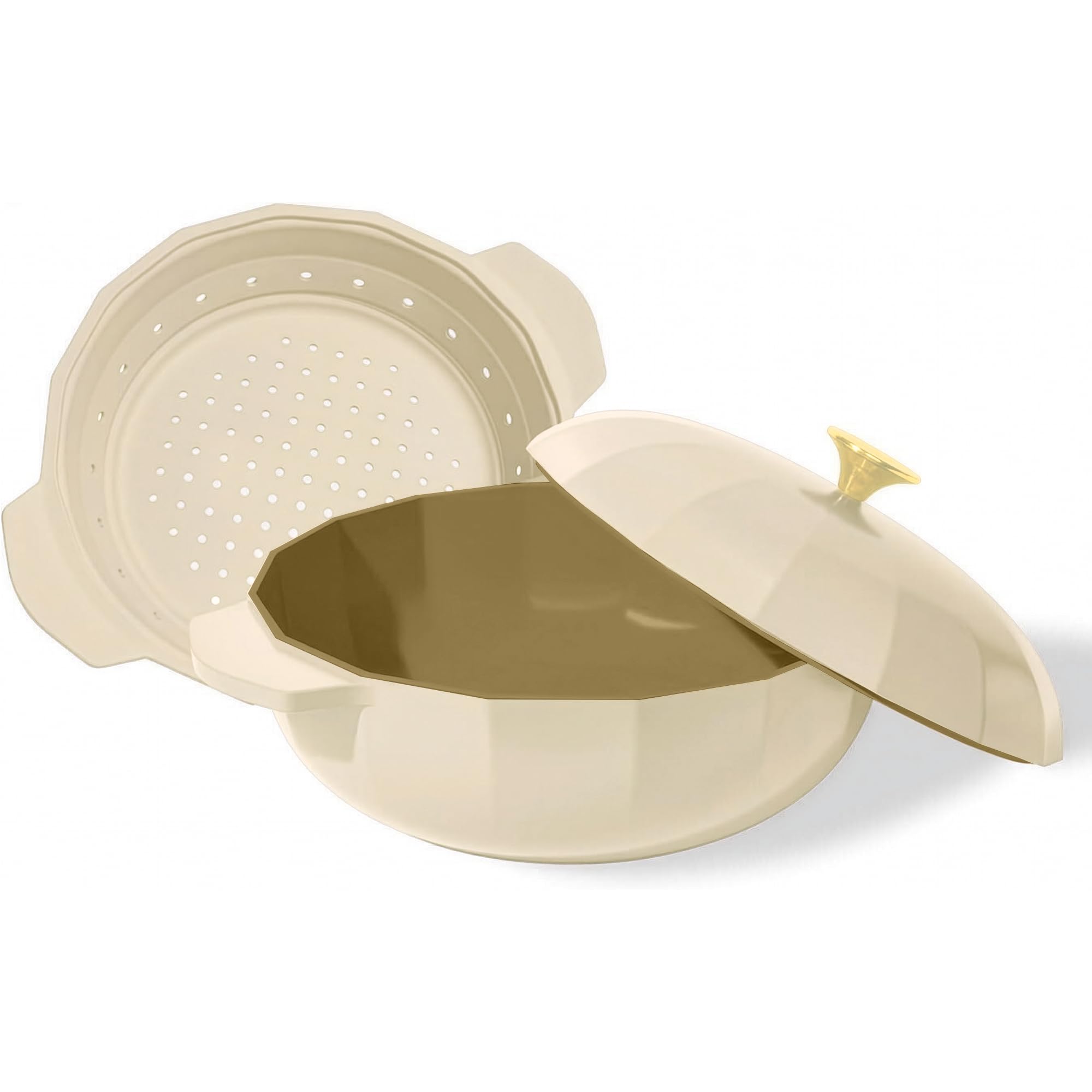 Cravings by Chrissy Teigen The Perfect Pan 5.3 Qt Dutch Oven Pot with Lid, Nonstick Lightweight Aluminum Everyday Pot with Steamer/Strainer Insert,