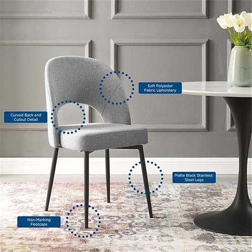 Miniatura 9 de Modway Rouse - Silla auxiliar de tela tapizada para comedor, color negro y gris claro