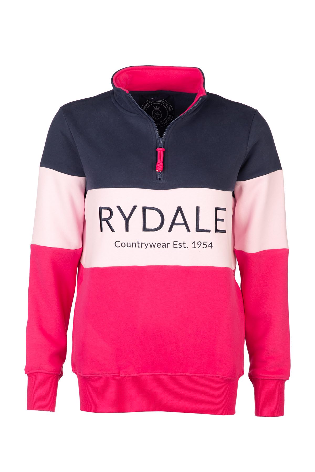 Ladies Country Sweatshirt Embroidered Women's Sweater Striped Women (UK, Numeric, 16, Regular, Regular, Rydale Bonbon/Sorbet/Navy)