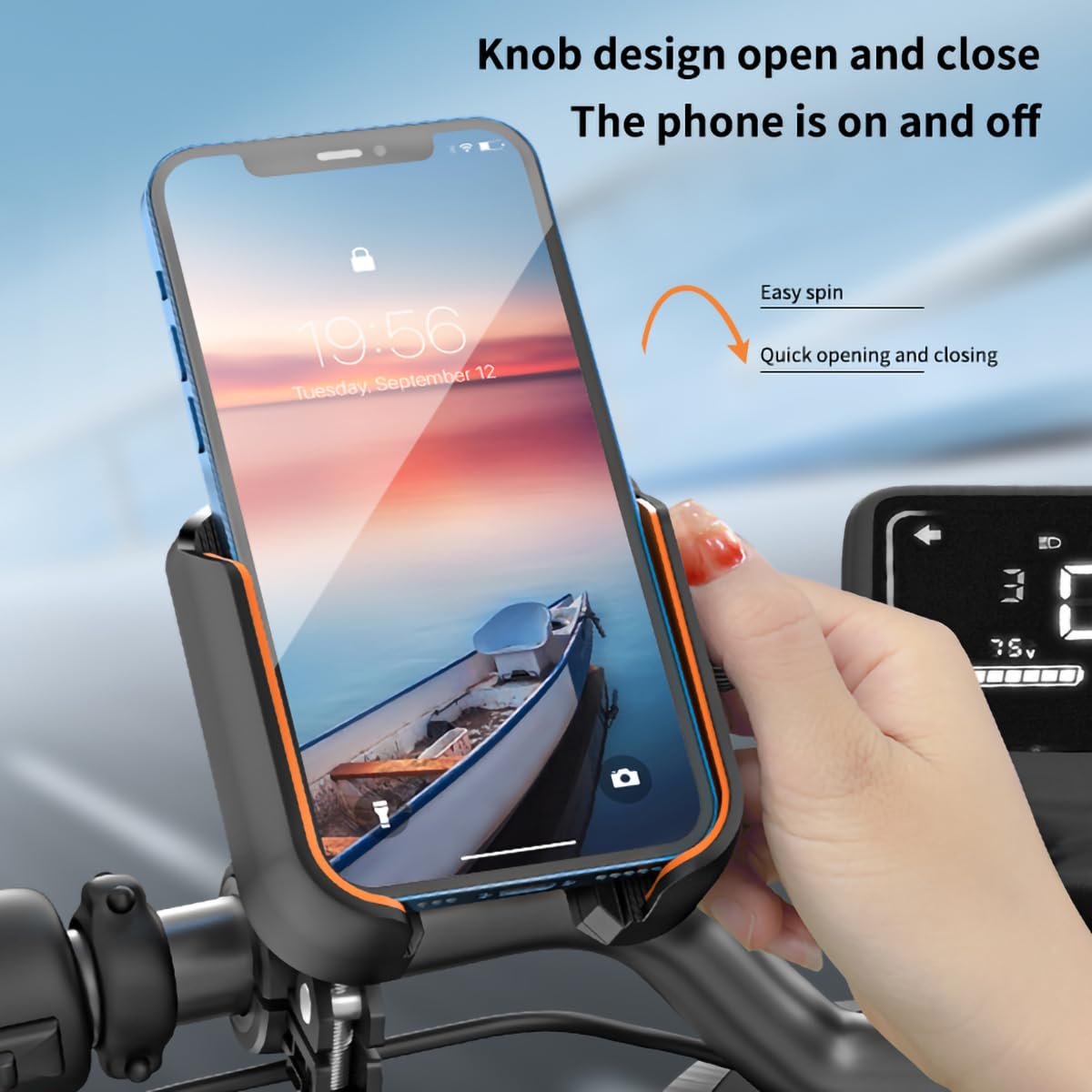 Uchwyt na telefon motocyklowy – uniwersalny elastyczny uchwyt na telefon do roweru, ATV, obracany o 360°, odporny na wstrząsy