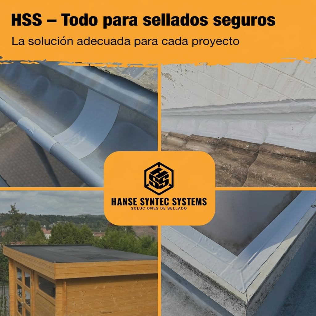 HSS Cinta Selladora Impermeable Autoadhesiva con MicroSealant – Reparación de Tejados, Goteras y Grietas – Compatible con EPDM, Bitumen, PVC, Metal y Madera – Negro 15 cm x 5 m