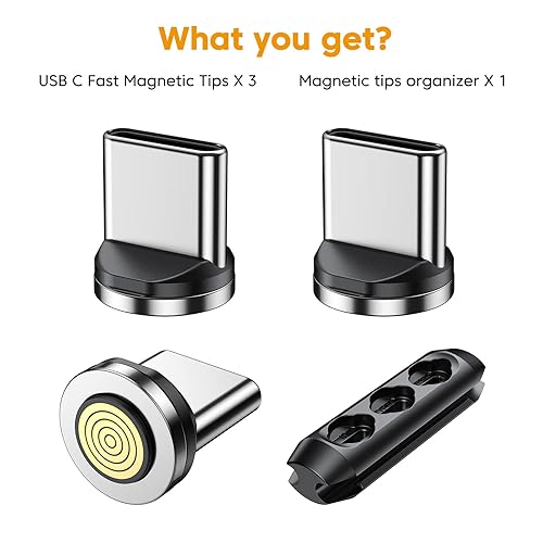 Miniatura 2 de ODDADD Conectores magnéticos de 9 pines para cables de carga para dispositivos USB C (paquete de 3), puntas magnéticas tipo C, adaptador de cable