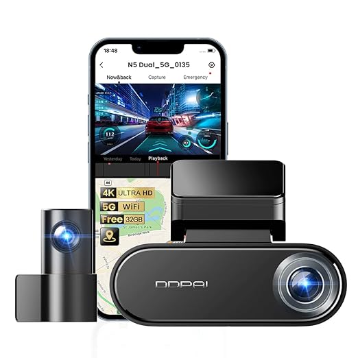 DDPAI 4K Dashcam Auto Vorne Und Hinten - UHD 2160P Mit Nachtsicht Und Parkmodus