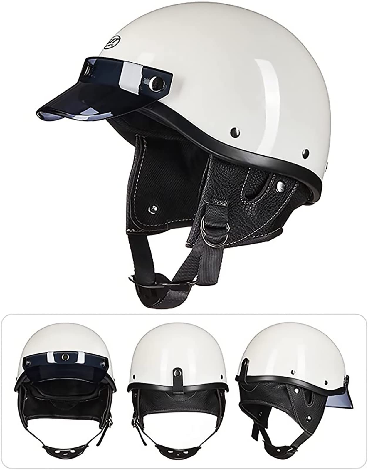 Motorfiets Halve Helm Met Bril DOT/ECE Certificering Brain-cap Half