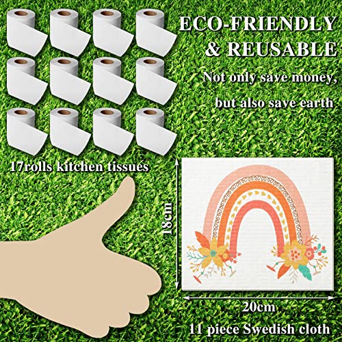 6 Pieces Swedish Kitchen Dishcloths Reusable Swedish Dish Towels Boho Rainbow Sponge Cleaning Cloth Sweedish Dishtowels Absorbent Quick Drying Washable Cleaning Wipes #TOP2