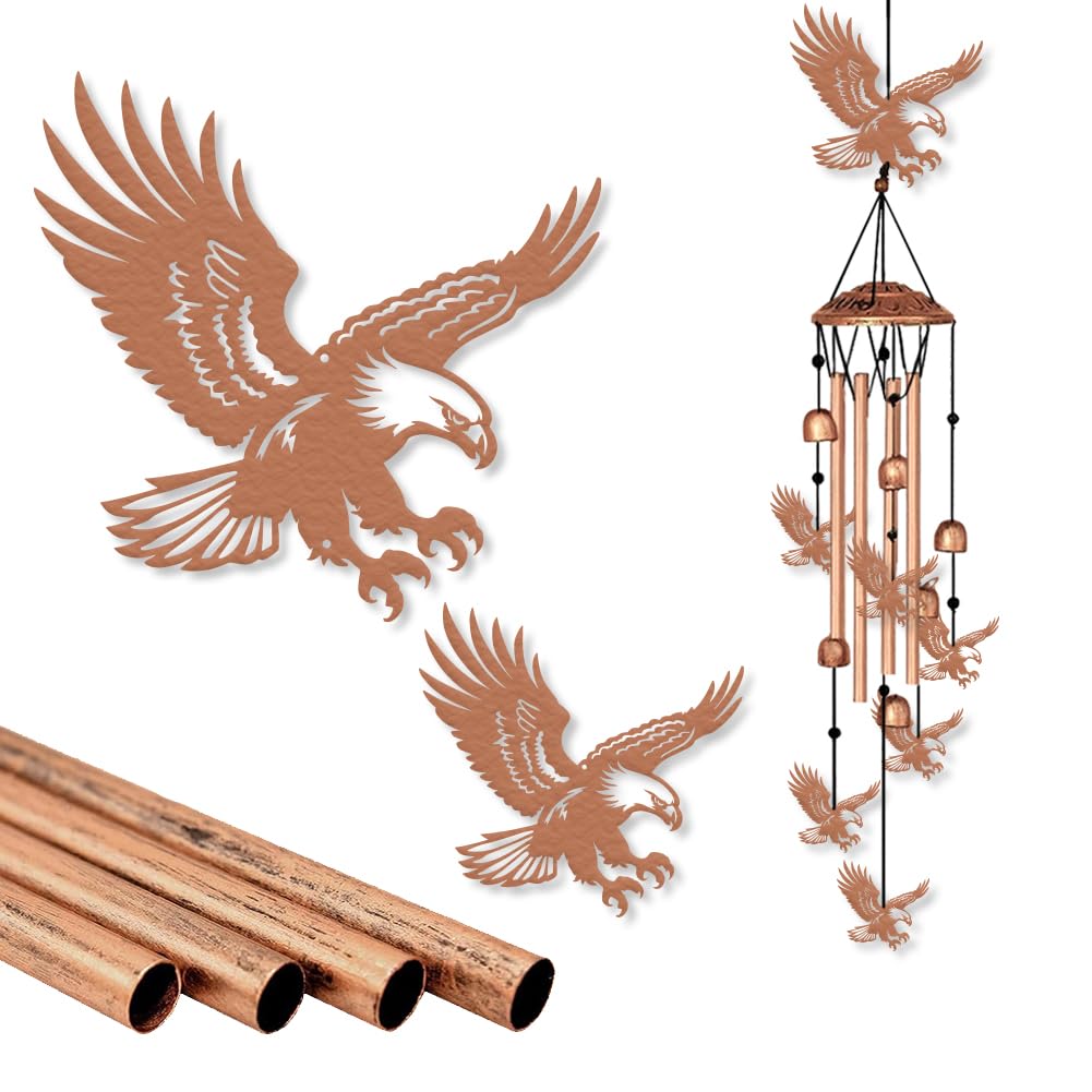 ORIGACH Eagle Wind Chimes Metal Wind Chimes for Outside Gifts for Women Mom Grandma Deep Tone Suitable for Outdoor, Indoor, Balcony, Garden, Courtyard, Porch, 33.46-Inch Long