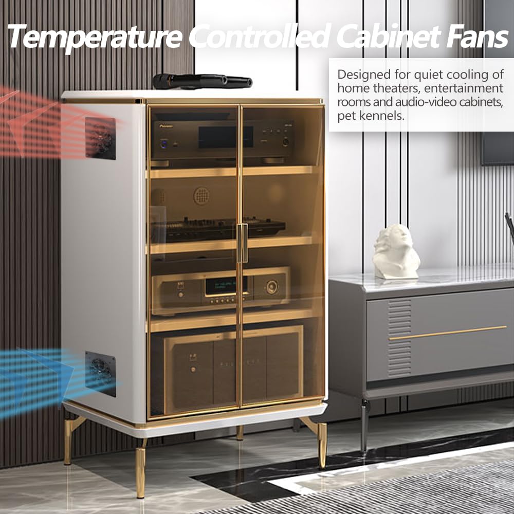 Ventola di raffreddamento silenziosa USB da 120 mm, con controllo termostato regolabile da 0 a 60 °C, per armadi AV Home Theater, casa delle piante, cuccia per animali domestici (controllo della