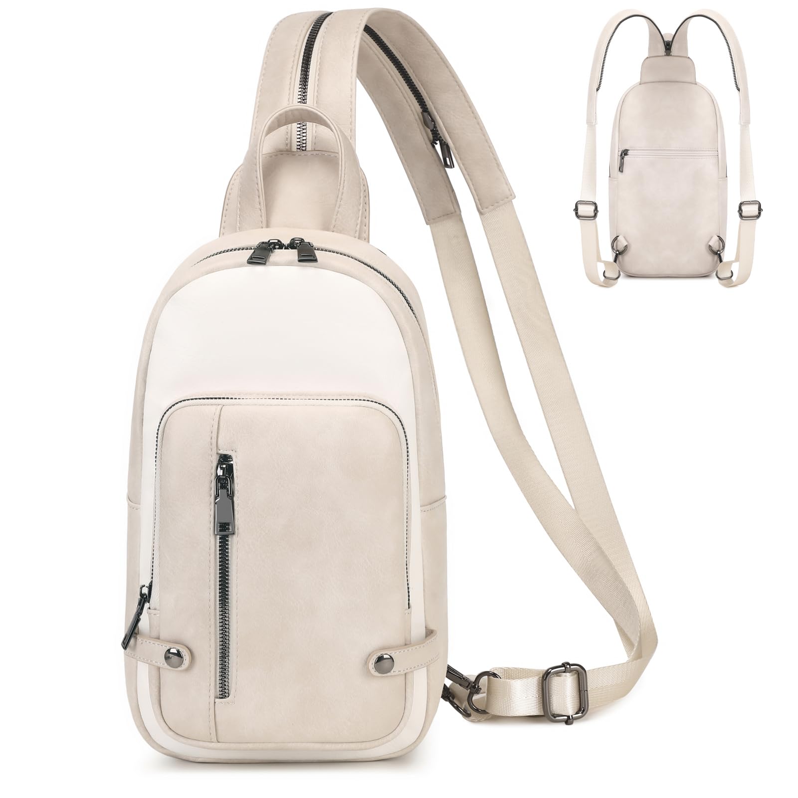 Eslcorri Crossbody Sling Backpack - Travel Sling Bag for Men Women Trendy Fanny Pack Causal Daypack Cross Body Shoulder Purse Leather Small Chest Bag